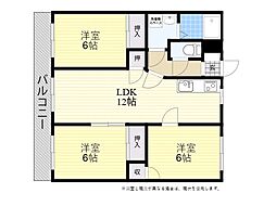 寺西ビル2 3LDKの間取図画像