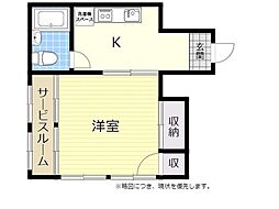 釘宮コーポ 1Kの間取図画像
