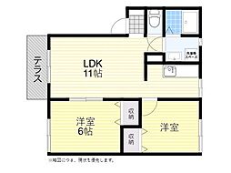 エスパシオA 2LDKの間取図画像