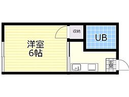 コーポふじの 1Kの間取図画像