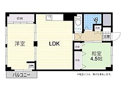 寿コーポ 1LDKの間取図画像