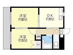 ボンヌール春日 2DKの間取図画像