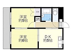 ボンヌール春日 2DKの間取図画像
