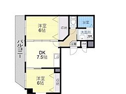 グランテージ新春日 2DKの間取図画像