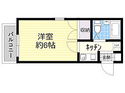 ボンヌール春日 1Kの間取図画像