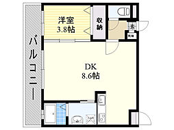 リファレンス中央町 1DKの間取図画像