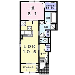 プレミアム23番館 1LDKの間取図画像
