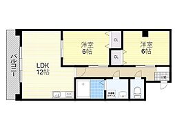 フローラハイライズ駅南 2LDKの間取図画像
