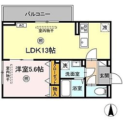 PREMILIFE金池 1LDKの間取図画像
