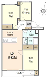 西千葉グリーンハイツ1号棟 3LDKの間取図画像