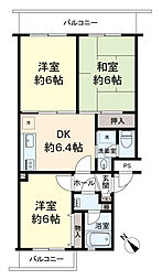 エクレール第2相模原 3DKの間取図画像