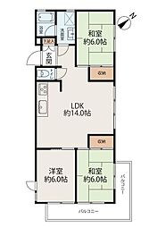 東本郷キャッスル美研 3LDKの間取図画像