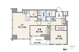 コートレジデントタワー 2LDKの間取図画像