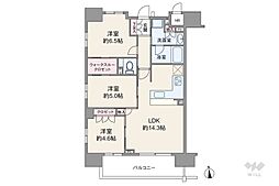 レーベンリヴァーレ浅草エヴァープライド 3LDKの間取図画像