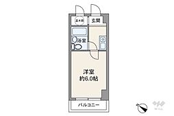 巣鴨陽光ハイツ ワンルームの間取図画像