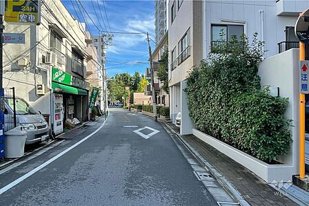 敷地の北側前面道路(西側から)