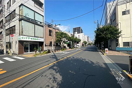 敷地南側の前面道路(西側から)