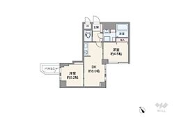 東池袋ハイツ弐番館 2DKの間取図画像