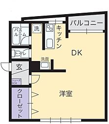 宮脇ビル 1DKの間取図画像