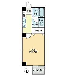 フォブールHINATA 1Kの間取図画像