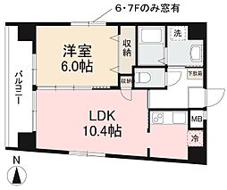 メルベーユ西内町 1LDKの間取図画像