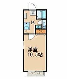 フォブール奥村A 1Kの間取図画像