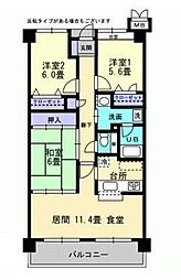 アルファステイツ栗林 3LDKの間取図画像