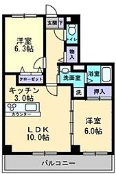 フィネス来夢 2LDKの間取図画像