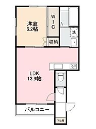 高松市瀬戸内町アパート 1LDKの間取図画像