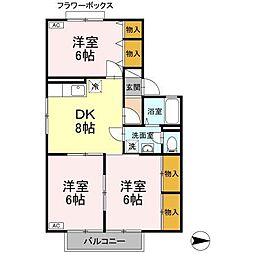 メゾンドソレイユA 3DKの間取図画像