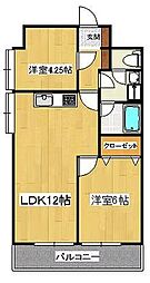 ダイアパレス栗林 2LDKの間取図画像
