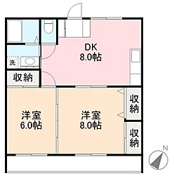 ハグネストA 2DKの間取図画像