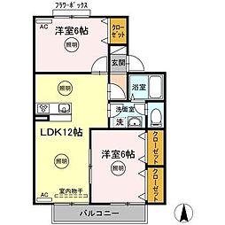 ドミール円座A 2LDKの間取図画像
