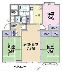 新検見川ビレジ7号棟 3LDKの間取図画像