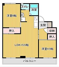 グランメール向陽02 2LDKの間取図画像