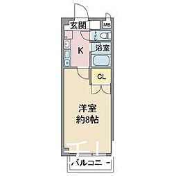 レージュ松原 1Kの間取図画像