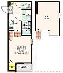 ハーモニーテラスロフト11名駅西 1Kの間取図画像
