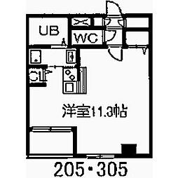 スワローハイム岩塚 ワンルームの間取図画像