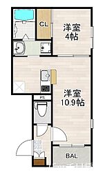 名古屋市中川区高畑5丁目アパート 1LDKの間取図画像