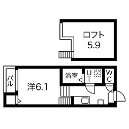 ルミエールHS 1Kの間取図画像