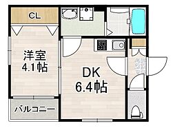 セレビアHATTA 1DKの間取図画像
