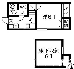 コーエイ2 1Kの間取図画像