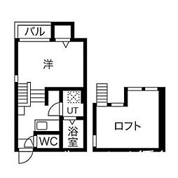 stage八熊 1Kの間取図画像