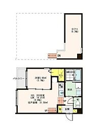 ヴァンベール・中村 1LDKの間取図画像