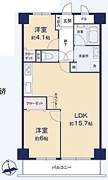 ニューファミール桜森 2LDKの間取図画像