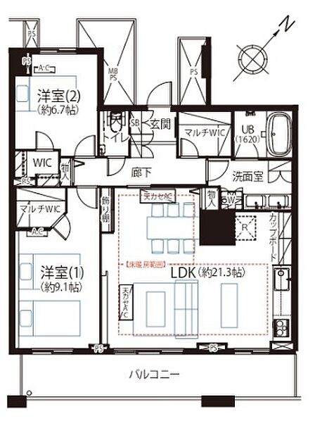 2LDK 間取り