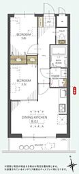 クォリティ大山 2DKの間取図画像