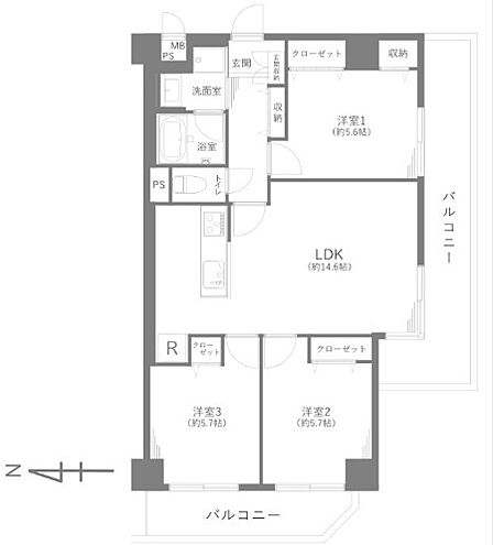 3LDK 間取り