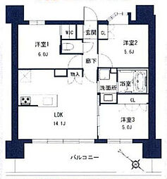 千葉市中央区問屋町マンション 3LDKの間取図画像