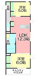 HOUORI EBINA 2LDKの間取図画像